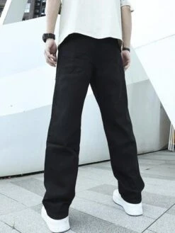 Men Ripped Straight Leg Jeans