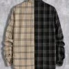 SHEIN Men Plaid Print Letter Patched Colorblock Shirt Without Tee