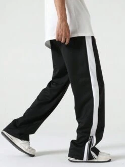 Manfinity Sporsity Men Contrast Side Seam Drawstring Waist Sweatpants