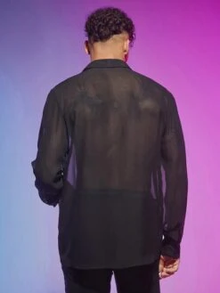 Manfinity Fever City Men Solid Button Front Mesh Shirt